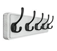 SKOLOO Appendiabiti da parete in legno bianco, stile rustico, 44 cm lungo, grande appendiabiti da parete con 5 ganci doppi per appendere zaino, giacca, cappello