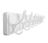 SKOLOO Appendiabiti da parete in legno intagliato a blocchi, stile scandinavo, con 10 ganci, per appendere vestiti, cappelli, sciarpe, bianco