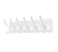 SKOLOO Appendiabiti in legno - Appendiabiti da parete in stile scandinavo, 2 pezzi, con 6 ganci per appendere cappotti, cappelli, vestiti, sciarpe, appendiabiti in legno tutto bianco