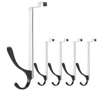 SKOLOO Gancio appendiabiti per porta, 5 pezzi, in metallo, senza foratura, per porta asciugamani, cappotti, nero su bianco