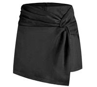 Skort elastico a vita alta da donna con dettaglio nodo attorcigliato morbido finto camoscio una linea avvolgente gonna pantaloncini per ufficio o tempo libero da donna alla moda increspato nodo