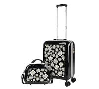 SKPAT - Valigia 55x40x20 Trolley Bagaglio a Mano per Viaggi in Cabina, Margherite Nere