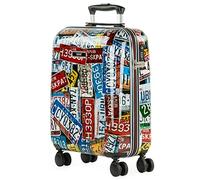 SKPAT - Valigie da viaggio rigide 4 ruote trolley 55/65 cm e necesser Policarbonato stampato, resistenti e leggeri. Lucchetto integrato piccolo 55 x 40 x 20 e medie 131300, Nero, 55 cm, Sport