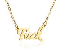 SKQIR Collana con ciondolo a forma di lettera cattiva per donne e uomini, con scritta divertente in argento placcato oro, regalo per San Valentino, migliore amico, moglie, amante, 45 cm, in acciaio