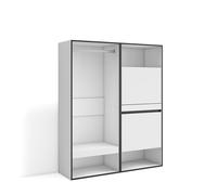 Skraut Home | Armadio Aperto | Appendiabiti con ripiani | 120x145x35 cm | Camera da letto, stanza | Scarpiera | Stile moderno | Bianco