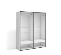 Skraut Home | Armadio Aperto | Appendiabiti con ripiani | 120x145x35 cm | Camera da letto, stanza | Vestiti, scarpe | Stile moderno | Bianco