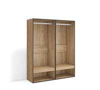 Skraut Home | Armadio Aperto | Appendiabiti con ripiani | 120x145x35 cm | Camera da letto, stanza | Vestiti, scarpe | Stile moderno | Rovere