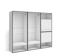 Skraut Home | Armadio Aperto | Appendiabiti con ripiani | 180x145x35 cm | Camera da letto, stanza | Scarpiera | Stile moderno | Bianco