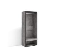 Skraut Home | Armadio Aperto | Appendiabiti con ripiani | 60x145x35 cm | Camera da letto, stanza | Vestiti, scarpe | Stile moderno | Cemento