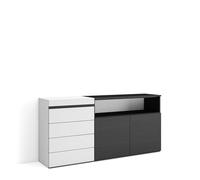 Skraut Home | Cassettiera | Mobile Armadio con cassetti | 157x75x35 cm | Camera da letto, stanza | Con Stoccaggio | Stile moderno | Bianco e nero