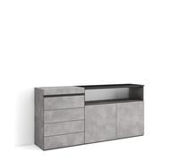 Skraut Home | Cassettiera | Mobile Armadio con cassetti | 157x75x35 cm | Camera da letto, stanza | Con Stoccaggio | Stile moderno | Cemento