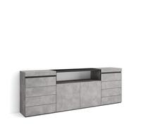 Skraut Home | Cassettiera | Mobile Armadio con cassetti | 214x75x35 cm | Camera da letto, stanza | Con Stoccaggio | Stile moderno | Cemento