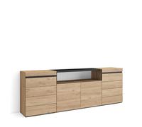 Skraut Home | Cassettiera | Mobile Armadio con cassetti | 214x75x35 cm | Camera da letto, stanza | Con Stoccaggio | Stile moderno | Rovere