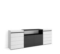 Skraut Home | Cassettiera | Mobile Armadio con cassetti | 214x75x35 cm | Camera da letto, stanza | Con Stoccaggio | Stile moderno | Bianco e nero