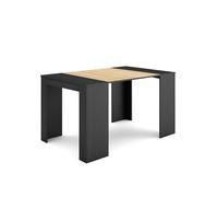 Skraut Home | Consolle allungabile | Tavolo consolle allungabile | 140 | Per 6 persone | Tavolo da pranzo | Stile moderno | Nero e rovere