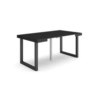 Skraut Home | Consolle allungabile | Tavolo consolle allungabile | 160 | Per 8 persone | Gambe in legno | Stile moderno | Nero