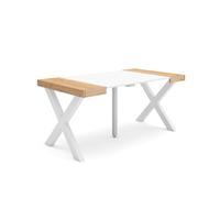 Skraut Home | Consolle allungabile | Tavolo consolle allungabile | 160 | Per 8 persone | Gambe in legno | Stile moderno | Rovere e bianco