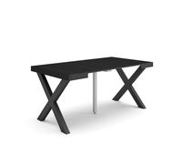 Skraut Home | Consolle allungabile | Tavolo consolle allungabile | 160 | Per 8 persone | Gambe in legno | Stile moderno | Nero