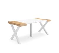 Skraut Home | Consolle allungabile | Tavolo consolle allungabile | 180 | Per 8 persone | Gambe in legno | Stile moderno | Rovere e bianco