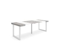Skraut Home | Consolle allungabile | Tavolo consolle allungabile | 220 | Per 10 persone | Gambe in legno | Stile moderno | Bianco e cemento