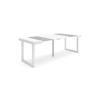 Skraut Home | Consolle allungabile | Tavolo consolle allungabile | 220 | Per 10 persone | Gambe in legno | Stile moderno | Bianco e cemento