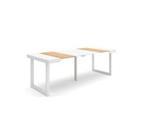 Skraut Home | Consolle allungabile | Tavolo consolle allungabile | 220 | Per 10 persone | Gambe in legno | Stile moderno | Rovere e bianco