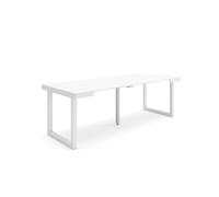Skraut Home | Consolle allungabile | Tavolo consolle allungabile | 220 | Per 10 persone | Gambe in legno | Stile moderno | Bianco