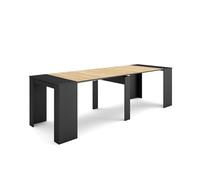 Skraut Home | Consolle allungabile | Tavolo consolle allungabile | 260 | Per 12 persone | Tavolo da pranzo | Stile moderno | Nero e rovere