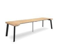 Skraut Home | Consolle allungabile | Tavolo consolle allungabile | 300 | Per 14 persone | Gambe in legno | Stile moderno | Rovere