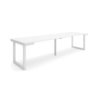 Skraut Home | Consolle allungabile | Tavolo consolle allungabile | 300 | Per 14 persone | Gambe in legno | Stile moderno | Bianco
