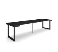 Skraut Home | Consolle allungabile | Tavolo consolle allungabile | 300 | Per 14 persone | Gambe in legno | Stile moderno | Nero