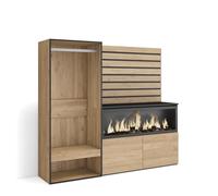 Skraut Home | Credenza | Mobile, Buffet, Stoccaggio | 167x145x35 cm | Camera da letto, stanza | Camino elettrico XXL | Armadio Aperto | Stile moderno | Rovere
