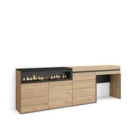 Skraut Home | Credenza | Mobile, Buffet, Stoccaggio | 227x75x35 cm | Camera da letto, stanza | Camino elettrico | Cassettiera | Tavolo da toeletta | Stile moderno | Rovere