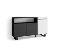 Skraut Home | Credenza, Mobile, Cucina | Madia, mobile ingresso | 150x87x35cm | 3 Porte | Design industriale | Stile moderno | Bianco e nero