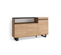 Skraut Home | Credenza, Mobile, Cucina | Madia, mobile ingresso | 150x87x35cm | 3 Porte | Design industriale | Stile moderno | Rovere e nero