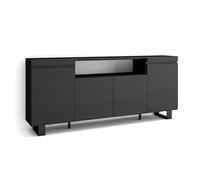 Skraut Home | Credenza, Mobile, Cucina | Madia, mobile ingresso | 200x87x35cm | 4 Porte | Design industriale | Stile moderno | Nero