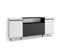 Skraut Home | Credenza, Mobile, Cucina | Madia, mobile ingresso | 200x87x35cm | 4 Porte | Design industriale | Stile moderno | Bianco e nero
