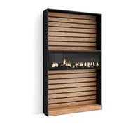 SKRAUT HOME | Libreria scaffale | Scaffali in legno a ripiani | 110x186x25cm | Soggiorno - Ufficio | Camino elettrico | Stile moderno | Rovere e nero