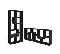 Skraut Home - Scaffale di Design - 161 x 69 x 25 cm - Libreria Verticale o Orizzontale - Modello ZIG-ZAG - Montaggio Facile - Molto Resistente - Legno Nero