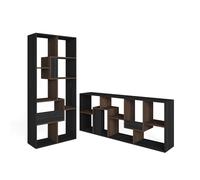 Skraut Home | Libreria scaffale | Scaffali in legno a ripiani | 162x67x31cm | Per libri | Stile moderno | Nero e Rovere scuro