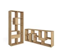 Skraut Home - Scaffale di Design - 161 x 69 x 25 cm - Libreria Verticale o Orizzontale - Modello ZIG-ZAG Sonoma - Facilità di Montaggio - Resistente - Legno Rovere Chiaro