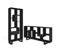 Skraut Home | Libreria scaffale | Scaffali in legno a ripiani | 174x67x31cm | Design industriale | Stile moderno | Nero