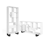 Skraut Home | Libreria scaffale | Scaffali in legno a ripiani | 174x67x31cm | Design industriale | Stile moderno | Bianco