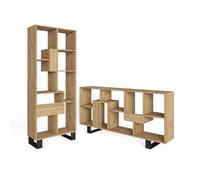 Skraut Home | Libreria scaffale | Scaffali in legno a ripiani | 174x67x31cm | Design industriale | Stile moderno | Rovere