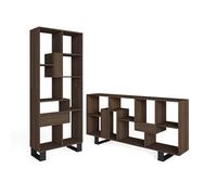 Skraut Home | Libreria scaffale | Scaffali in legno a ripiani | 174x67x31cm | Design industriale | Stile moderno | Rovere scuro