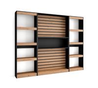 Skraut Home | Libreria scaffale | Scaffali in legno a ripiani | 230x186x25cm | Soggiorno - Ufficio | Per libri | Stile moderno | Rovere e nero