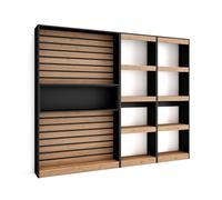 Skraut Home | Libreria scaffale | Scaffali in legno a ripiani | 230x186x25cm | Soggiorno - Ufficio | Per libri | Stile moderno | Rovere e nero