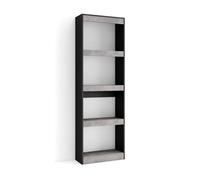 Skraut Home | Libreria scaffale | Scaffali in legno a ripiani | 60x186x25cm | Soggiorno - Ufficio | Per libri | Stile moderno | Cemento