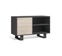 Skraut Home - Mobile TV 100 con Porta Sinistra, Soggiorno, Modello Wind, Colore Struttura Grigio Antracite, Colore Porta Rovere, Misure 95x40x57cm Altezza.