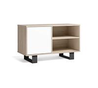 Skraut Home - Mobile TV 100 con Porta Sinistra, Soggiorno/Sala da pranzo, Modello Wind, Colore Struttura Rovere, Colore Porta Bianco, Misure 95x40x57cm Altezza.